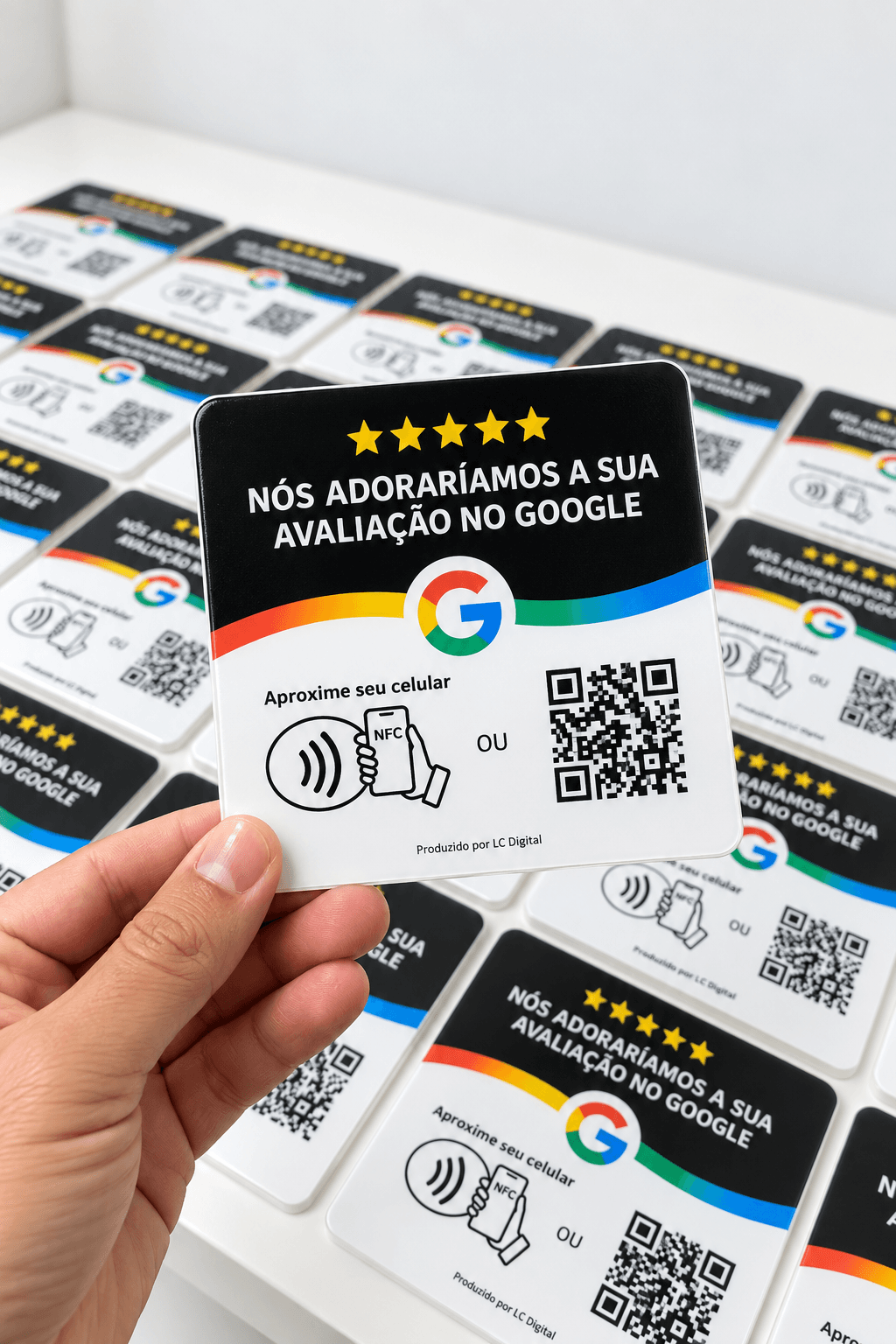 Avaliações Google · Preto · NFC + QR Code
